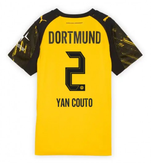 Borussia Dortmund Yan Couto #2 Hjemmedrakt Dame 2025-26 Korte ermer Borussia Dortmund Yan Couto #2 Hjemmedrakt Dame 2025-26 Korte ermer